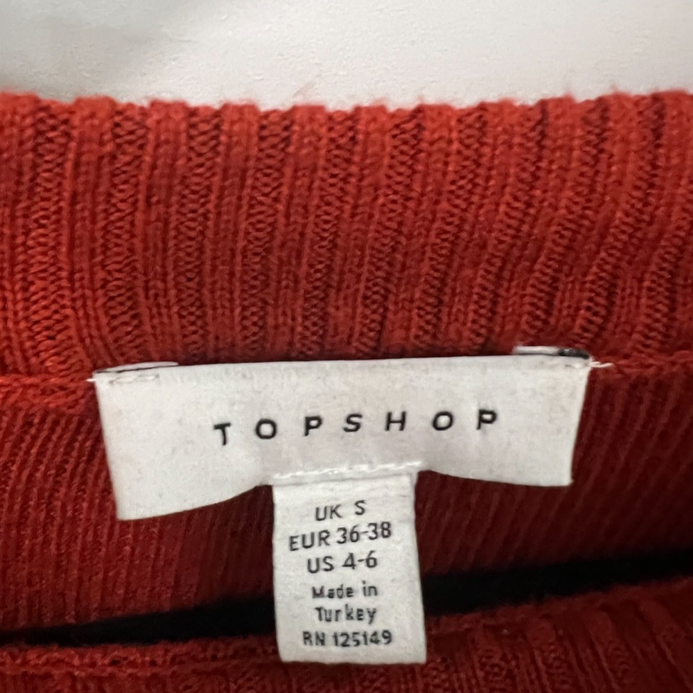 Topshop Side Button Sweater Rust Color - Size 4-6 - Picture 6 of 8